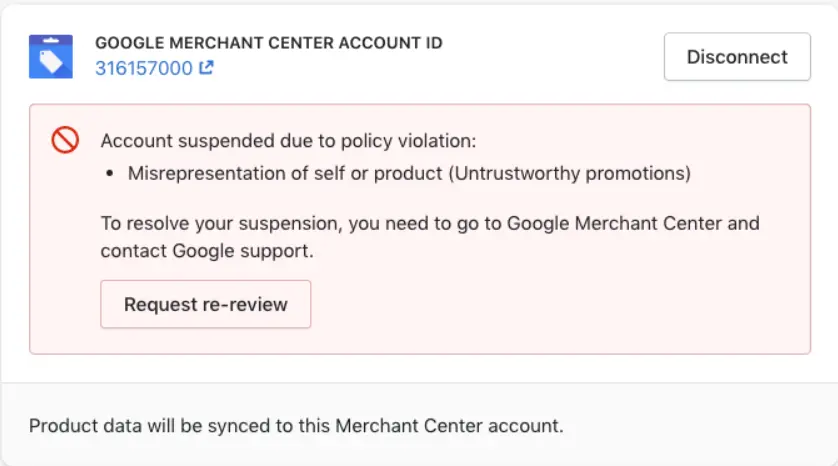 google merchant center error